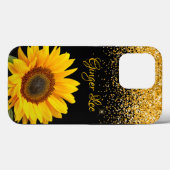 Zonnebloem en strooisel met naam Case-Mate iPhone case (Achterkant (horizontaal))
