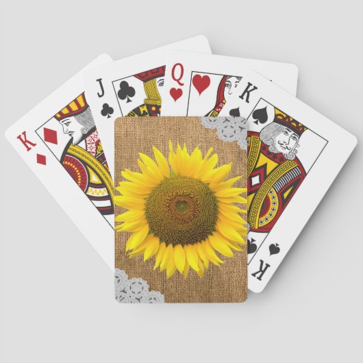 Zonnebloem en tapijten speelkaarten (Achterkant)