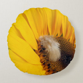 Zonnebloem en veren Sierkussen Rond Kussen