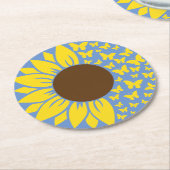 Zonnebloem en Vlinder Blauw en Geel Onderzetter (Gebogen)