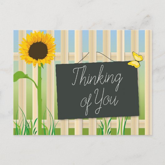 Zonnebloem en vlinder briefkaart (Voorkant)