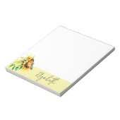Zonnebloem en vlinder gepersonaliseerd notitieblok (Linkerzijde)