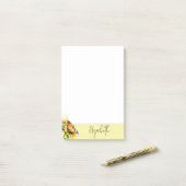 Zonnebloem en vlinder gepersonaliseerd post-it® notes (Op bureau)