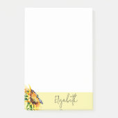 Zonnebloem en vlinder gepersonaliseerd post-it® notes (Voorkant)
