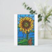 Zonnebloem en vlinder Kunst - gekleurd glas stijl! Briefkaart (Staand voorkant)