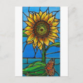 Zonnebloem en vlinder Kunst - gekleurd glas stijl! Briefkaart (Voorkant)