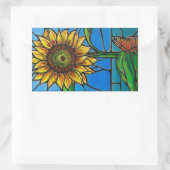 Zonnebloem en Vlinder Kunst—glas in lood stijl! Rechthoekige Sticker (Tas)
