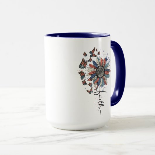 Zonnebloem en vlinder Vlag VSA Mok (Voorkant rechts)