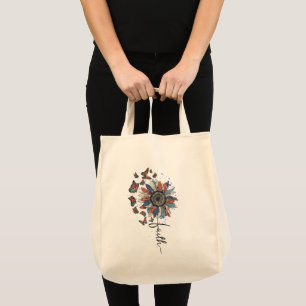 Zonnebloem en vlinder Vlag VSA Tote Bag