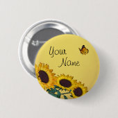 Zonnebloem en vlinderbloemigen ronde button 5,7 cm (Voorkant /achterkant)