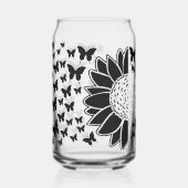 Zonnebloem en vlinders blikvorm glas (Voorkant)