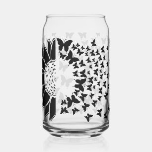 Zonnebloem en vlinders blikvorm glas