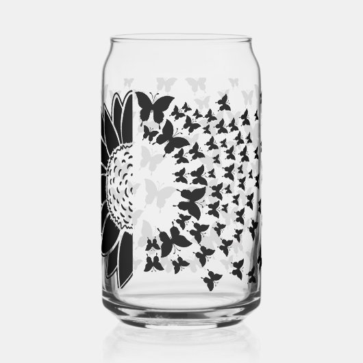 Zonnebloem en vlinders blikvorm glas (Links)