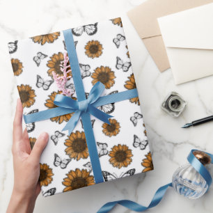 Zonnebloem en Vlinders Boho Patroon  Cadeaupapier