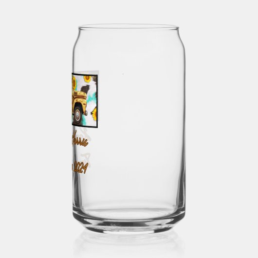  zonnebloem en vrachtwagen. Harris-Walz 2024 Blikvorm Glas (Links)