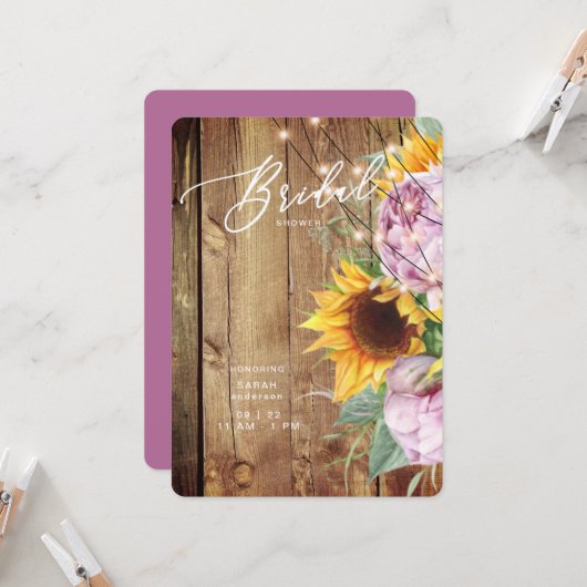 Zonnebloem en vuurvaste Vrijgezellenfeest Kaart (Voorkant / Achterkant in situ)