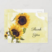 Zonnebloem en Waterverf in Zonneschijn Dank u Briefkaart (Voorkant / Achterkant)