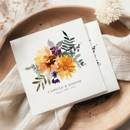 Zonnebloem en Waterverf van wilde bloemen, luiers Servet