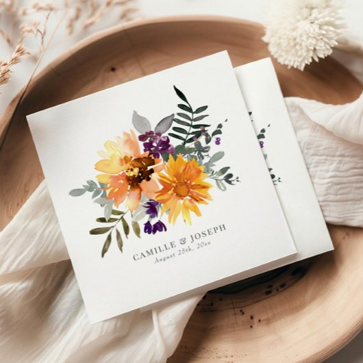 Zonnebloem en Waterverf van wilde bloemen, luiers Servet