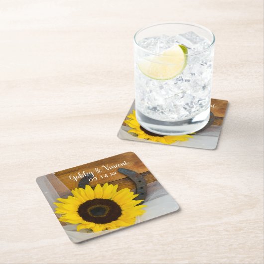 Zonnebloem en Western Hoefijzer Kartonnen Onderzetters (Insitu)