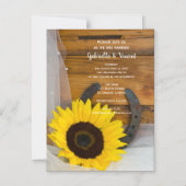 Zonnebloem en Western Hoefijzer Magnetische Uitnodiging (Voorkant)