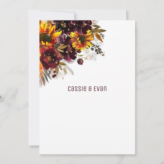 Zonnebloem en wijn Moderne Zonnebloemen Aankondiging (Achterkant)