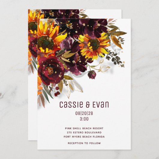 Zonnebloem en wijn Moderne Zonnebloemen Aankondiging (Voorkant / Achterkant)