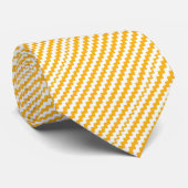 Zonnebloem En Wit Chevron Gestreept Patroon Stropdas (Opgerold)
