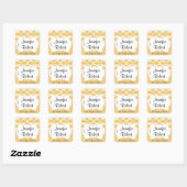 Zonnebloem en witte Damast Envelope Seal Vierkante Sticker (Vel)