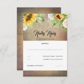 Zonnebloem en witte Rose herfst bruiloft RSVP (Voorkant / Achterkant)