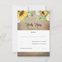 Zonnebloem en witte Rose herfst bruiloft RSVP