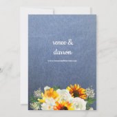 Zonnebloem en witte roze Floral op Jean Wedding Kaart (Achterkant)