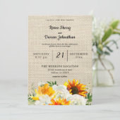 Zonnebloem en witte rozenbloem kaart (Staand voorkant)