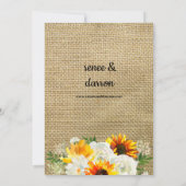 Zonnebloem en witte rozenbloem kaart (Achterkant)