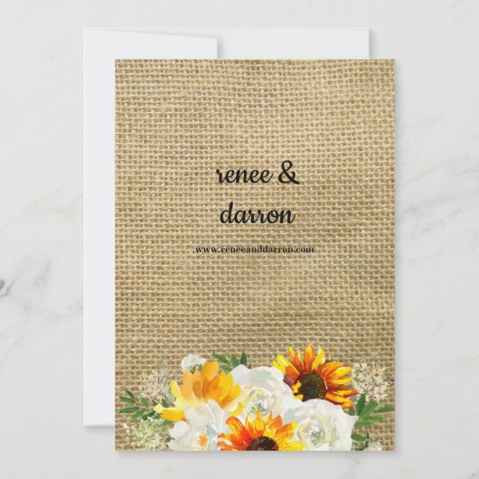 Zonnebloem en witte rozenbloem kaart (Achterkant)