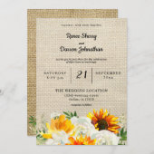 Zonnebloem en witte rozenbloem kaart (Voorkant / Achterkant)