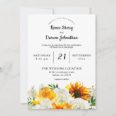 Zonnebloem en witte rozenbloem kaart (Voorkant)