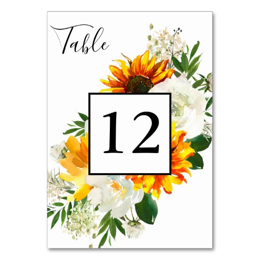 Zonnebloem en witte rozengriep - Wit 2 Kaart (Achterkant)