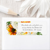 Zonnebloem en witte rozenpastei etiket (Insitu)