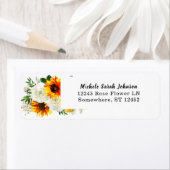 Zonnebloem en witte rozenpastei Floral Wedding 2 Etiket (Insitu)