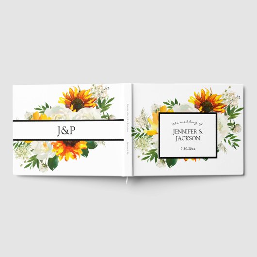 Zonnebloem en witte rozenstekelbloem gastenboek (Volledig)