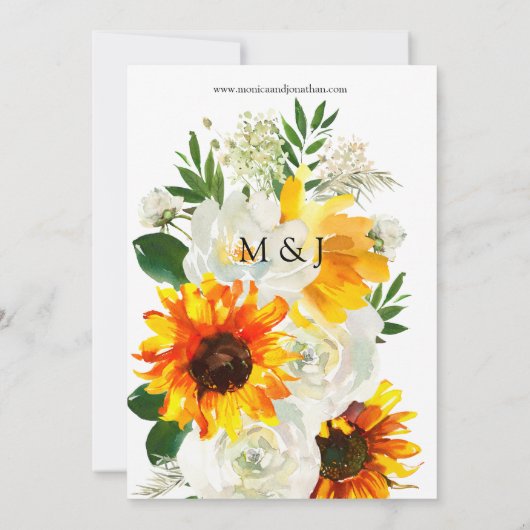 Zonnebloem en witte rozenstekelwortel kaart (Achterkant)