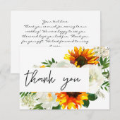 Zonnebloem en witte rozenvaste flora bedankkaart (Voorkant / Achterkant)