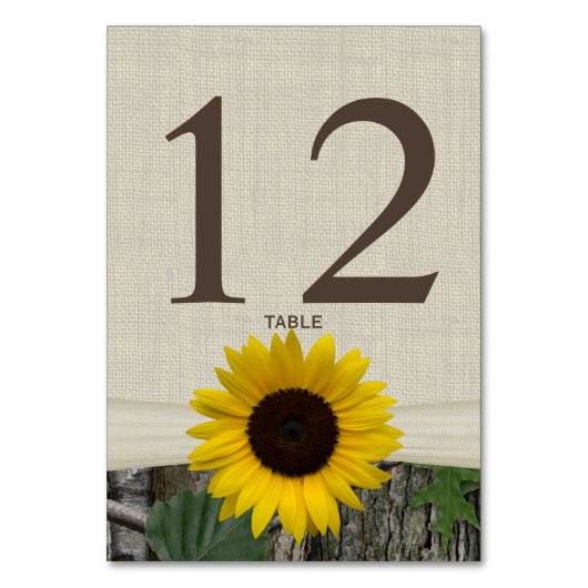 Zonnebloem en Woodland Tafelnummer Kaart (Voorkant)