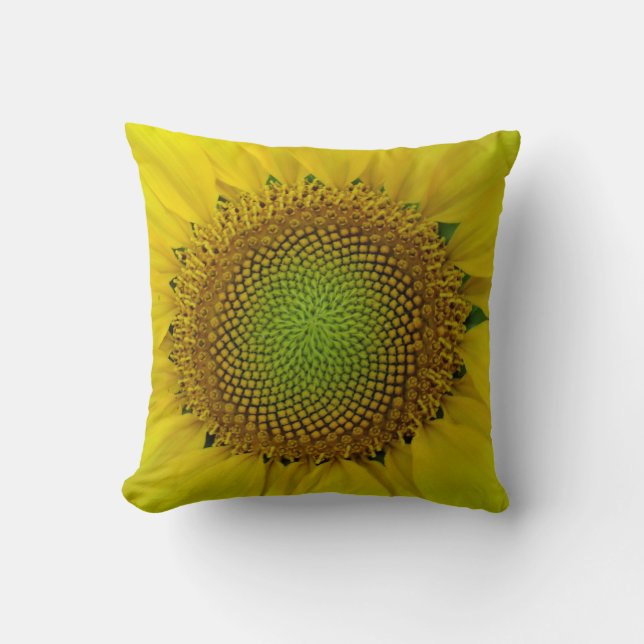 Zonnebloem en zaaigoed, spiraal, goudverhouding kussen (Voorkant)