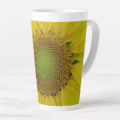 Zonnebloem en zaaigoed, spiraal, goudverhouding latte mok (Rechterhoek)