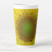 Zonnebloem en zaaigoed, spiraal, goudverhouding latte mok (Voorkant)