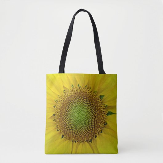 Zonnebloem en zaaigoed, spiraal, goudverhouding tote bag (Voorkant)