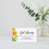 Zonnebloem en Zee Buckthorn Baby shower Registry Informatiekaartje (Staand voorkant)