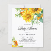 Zonnebloem en Zee Buckthorn Baby shower Uitnodigin (Voorkant)